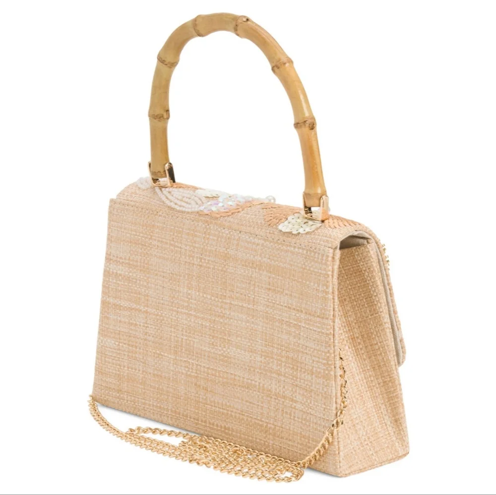 Haute Hippie Sequin Shoulder Bag with Bamboo Handle